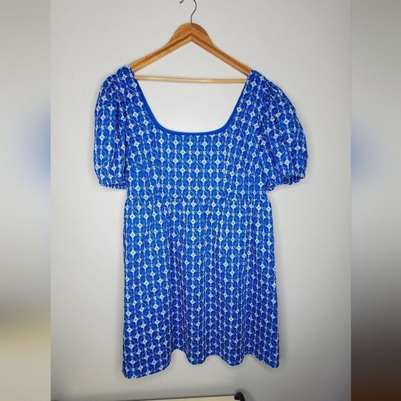 Rhode Eyelet Mini Babydoll Dress Blue With pockets Size XXL - Picture 6 of 16